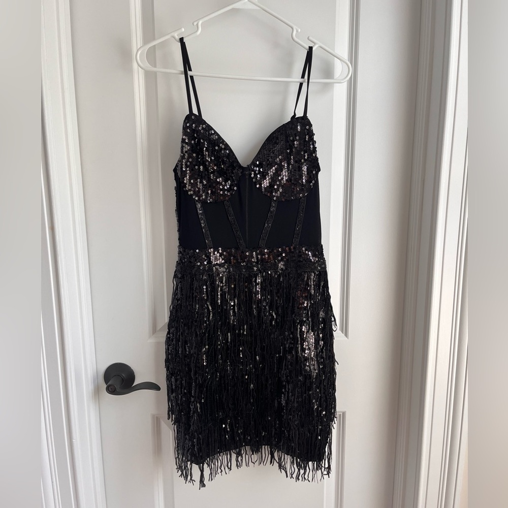 SHEIN Glittering Black Sequin Mini Dress
